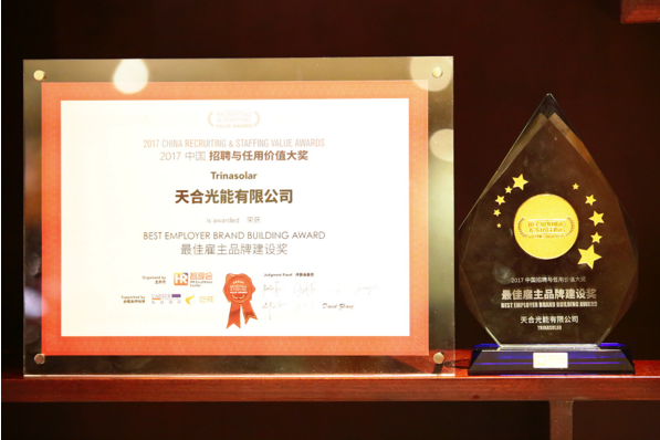 天合光能荣膺“2017最佳雇主品牌建设奖